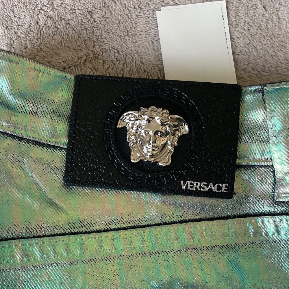 Versace Shimmering Green Mens Jeans - Picture 2 of 7